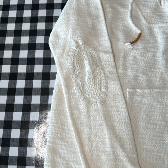 ROXY White Woven Pullover Beach Hoodie Top Soft Woman’s Size M - Picture 5 of 8